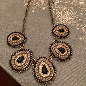 Fashion Necklace- Silver and Blue stones